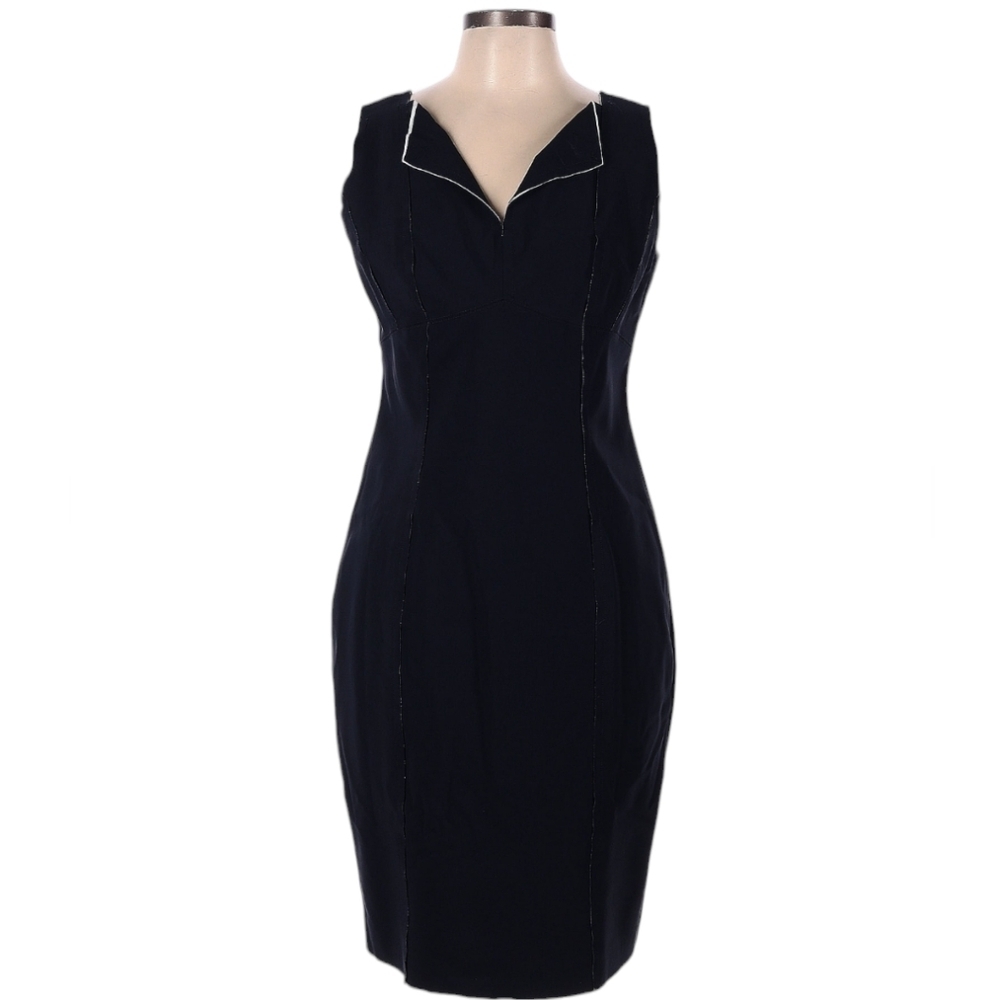 Iris Setlakwe Womens Dress Navy Blue Sheath Raw Seams Classic Minimalist Size 10